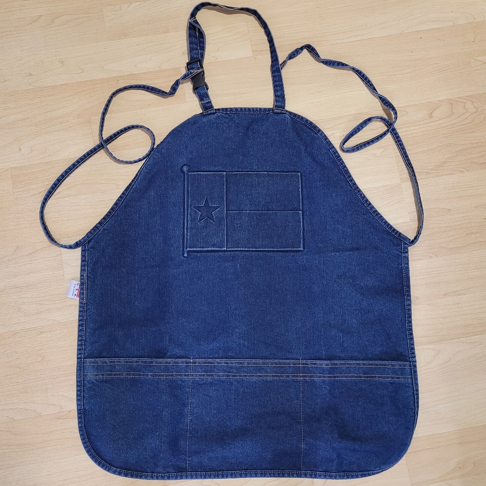 TYCA Vintage Texas Flag Embossed Blue Denim Heavy Duty Apron